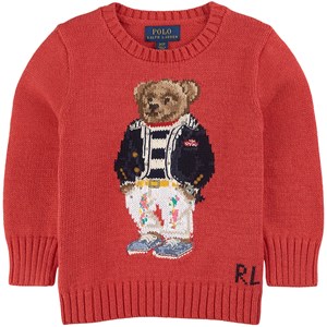 Ralph Lauren Bear Stickad Tröja Röd 7 år