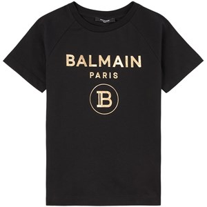 Balmain Gold Logo T-shirt Svart 4 år