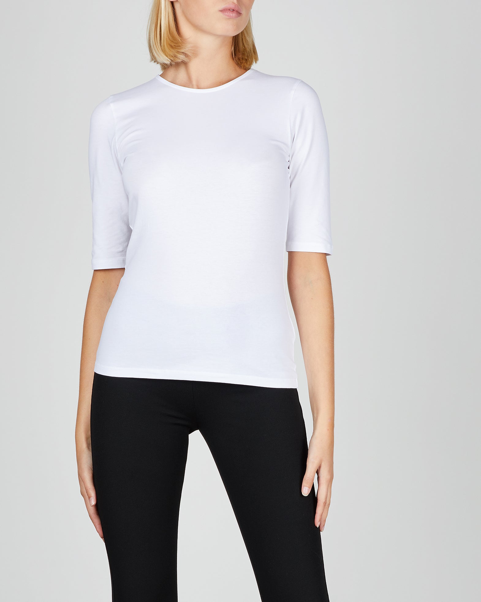 Filippa K Topp Cotton Stretch Elbow Sleeve XS Vit 001
