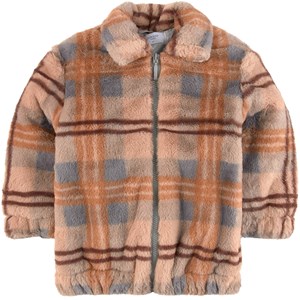 Paade Mode Faux Fur Olive Check Jacka Brun 6 år
