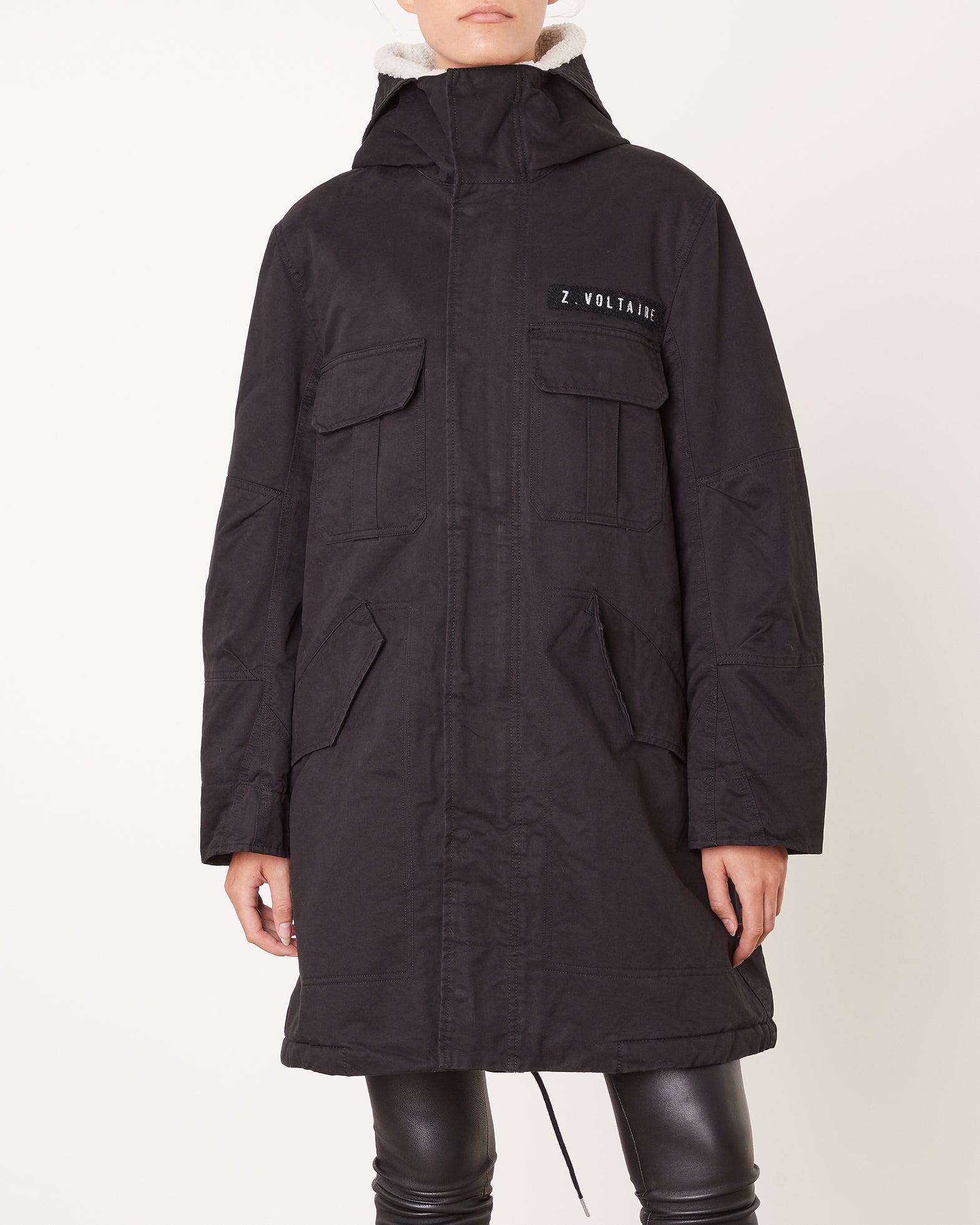 Zadig & Voltaire Jacka Kenya Coton Mili Dye XS Svart 001