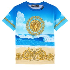 Versace Beach Print Medusa T-shirt Blå 8 år