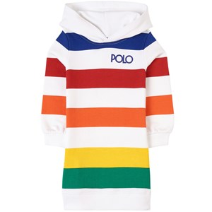 Ralph Lauren Logo Randig Mjukis-Klänning Vit 3 år