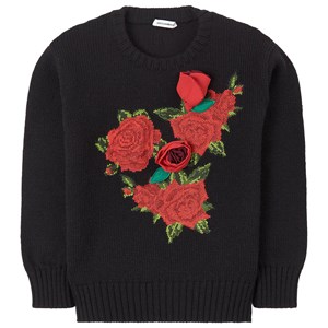 Dolce & Gabbana Flower Applique Wool Knit Tröja Svart 5 år