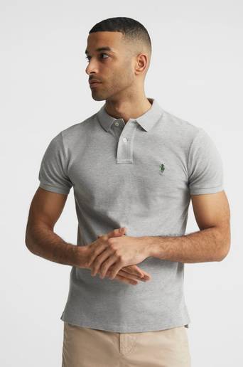 Polo Ralph Lauren Piké Slim Mesh Polo Shirt Grå