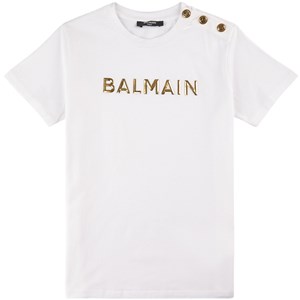 Balmain Logo T-shirt Vit 8 år