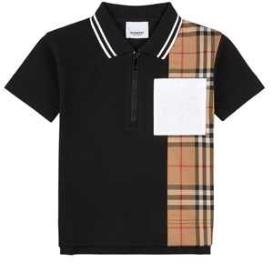 Burberry Matthew Vintage Check Panel Pikétröja Svart 14 år