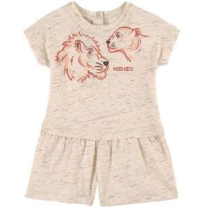 Kenzo Cream Tiger Print Dress 6 mån