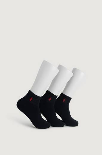Polo Ralph Lauren 3-Pack Strumpor Quarter Socks Svart