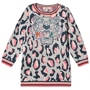 Kenzo Leopard Tiger Stickad Klänning Grå 12 years